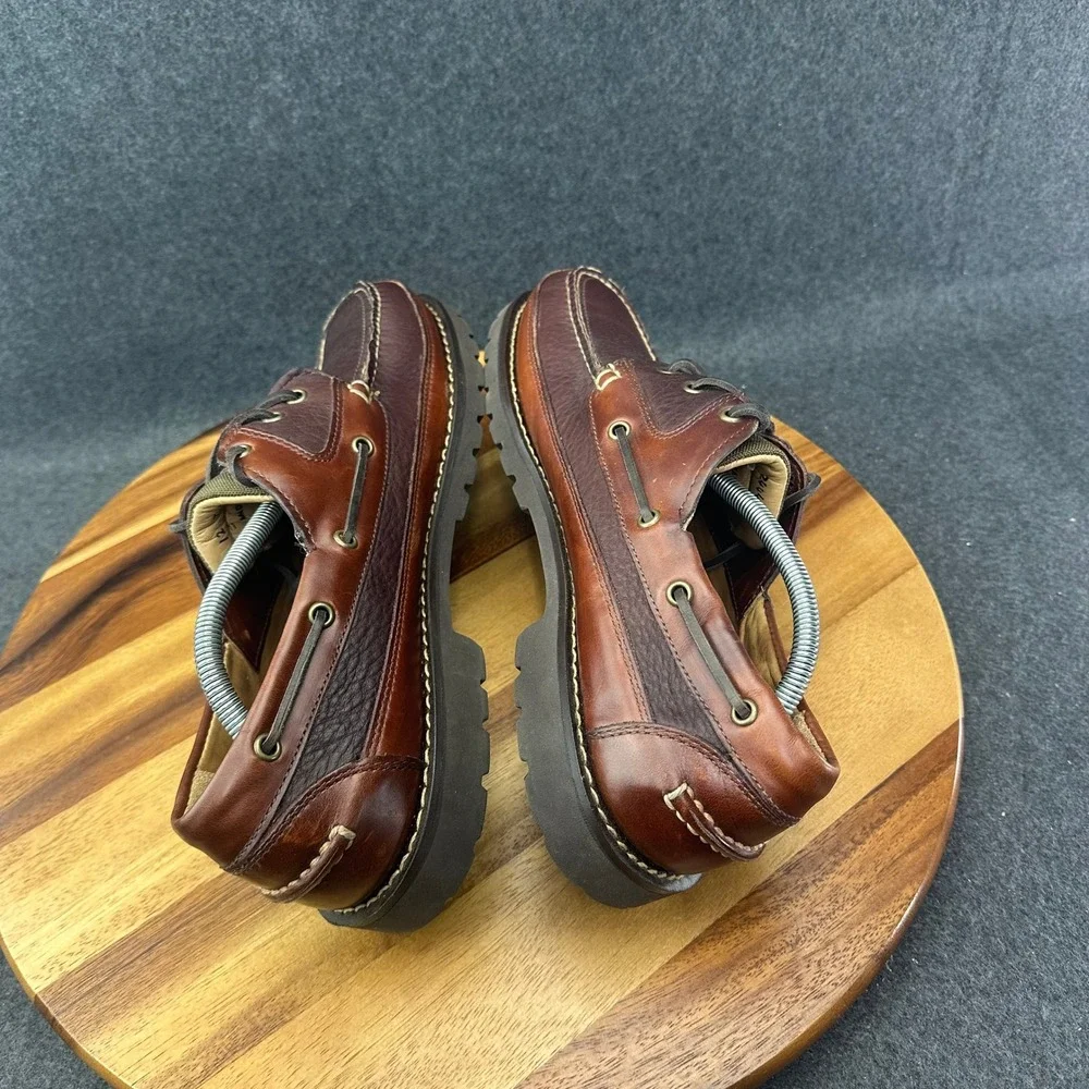 LL Bean Allagash Bison Handsewn Boat Shoes Oxford 244472 Brown Men's Size 12D